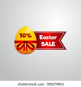 Golden easter egg, discount label, easter sale, offer