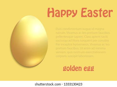 Golden Easter egg greeting card congratulations vector