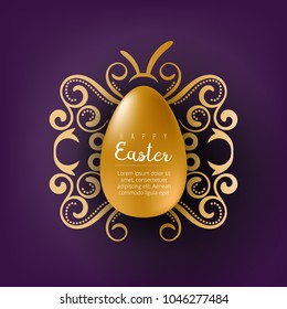 Golden Easter egg with holiday greeting