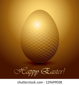 Golden Easter egg on brown background, illustration.