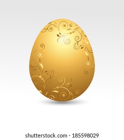 Golden Easter egg on white background vector