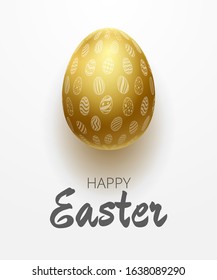 Golden Easter egg with egg pattern. Happy Easter. Vector illustration