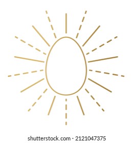 golden easter egg with sunburst- vector illustration