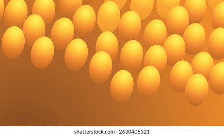 Golden Easter eggs with a bright, glowing, round, yellow and orange  light background illustration