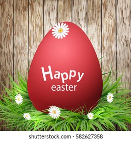 Golden Easter eggs on a wooden background vector illustration.