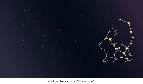 Golden easter rabbit constellation outline against a starry night sky with subtle gradient