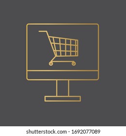 golden e-commerce concept- vector illustration