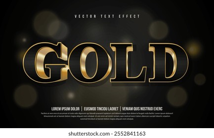 Golden editable 3d text effect, luxury gold typography, business logotype or corporate symbol mockup with bokeh, shiny metal, glitter light, grunge texture and royal background. Gold social media logo