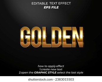 efecto de texto editable dorado estilo de fuente 3d para logotipo y marca de negocios. plantilla de vector