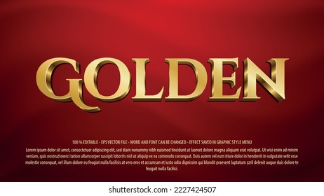 Golden editable text effect template with 3d style