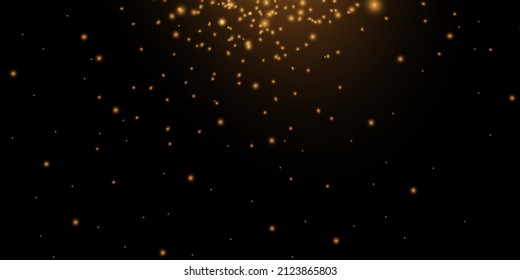 Golden Effect Glow, Glare, Explosion, Glitter, Sun Glare, Sparks And Stars On Black Background