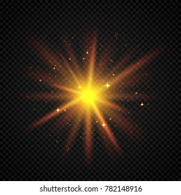 Golden effect with sparkling stardust on black background.