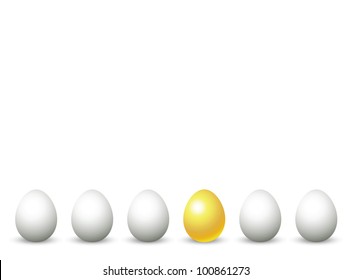 golden egg among common eggs, to illustrate investment concept.