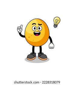golden egg cartoon with get an idea pose , character design