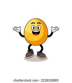 golden egg cartoon searching with happy gesture , character design
