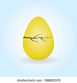 Golden egg with crack. Easter