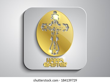 Golden egg with a cross on the gray icon