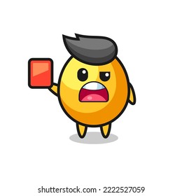golden egg cute mascot as referee giving a red card , cute style design for t shirt, sticker, logo element
