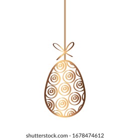 golden egg easter decorated hanging vector illustration design