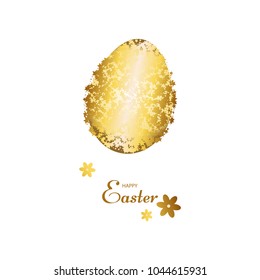 A golden egg and flowers. Happy Easter.