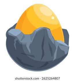Golden egg hatching from a stone nest representing new opportunities and the potential for prosperity