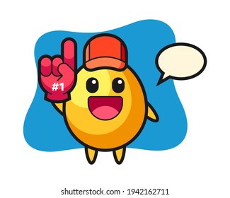 Golden egg illustration cartoon with number 1 fans glove