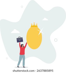 Golden egg investment, precious retirement pension fund, wealth or saving, 401k or IRA, prosperity or valuable asset concept. character life .