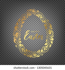Golden egg isolated on transparency background. Vector illustration, contains transparencies, gradients and effects.