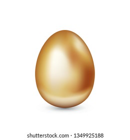 Golden egg isolated on white background. Easter egg. Wealth and business concept. Vector realistic illustration