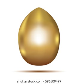 Golden Egg Isolated on White Background. Vector Illustration. Easter Detail.