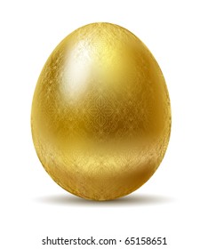Golden egg isolated isolated on white background.