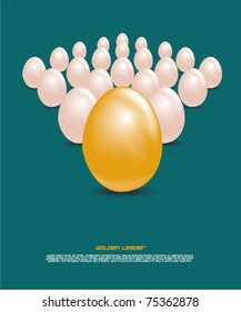 A golden egg leading an army of regular eggs. Illustrator 8