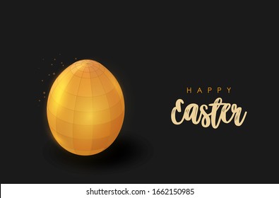 Golden egg.  Low poly style design. Abstract geometric background. Happy easter card. Low polygonal design. Modern 3d graphic concept. Isolated vector illustration.