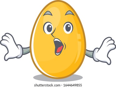 Golden egg mascot design concept with a surprised gesture