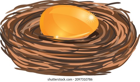 Golden egg on a nest vector
