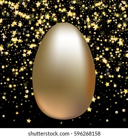 golden egg on the starry sky. can be used for easter postcard or background for invitation
