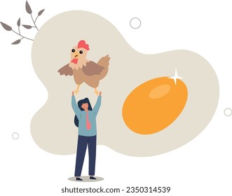 Golden egg, precious high return investment or success retirement planning with dividend concept.flat vector illustration.