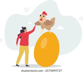 Golden egg, precious high return investment or success retirement planning with dividend concept.flat characters.