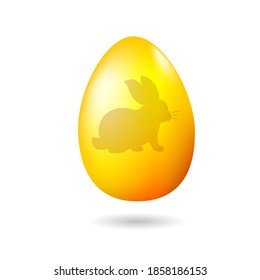 A golden egg with a rabbit. Happy Easter. Vector illustration