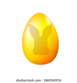 A golden egg with a rabbit. Happy Easter. Vector illustration