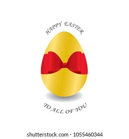 
Golden Egg with red Bow and Easter Inscription. For Easter Greeting Card, Easter Invitation, web use, Luxury Background, Easter Concept...

