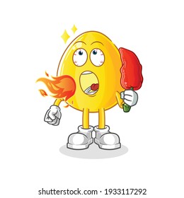 Golden egg sick with limping stick character. cartoon mascot vector