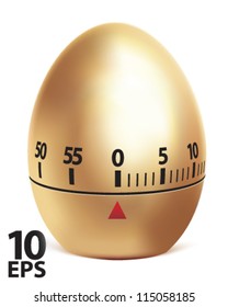 Golden Egg Timer Isolated On White. Vector Illustration