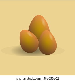 Golden eggs on the white background. Vector illustration
