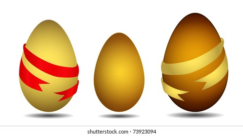 golden eggs on white background. Vector illustration