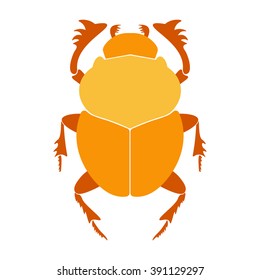 Golden Egypt scarab beetle vector illustration isolated on white background. 