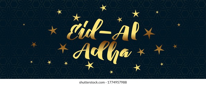 golden eid al adha banner design with stars