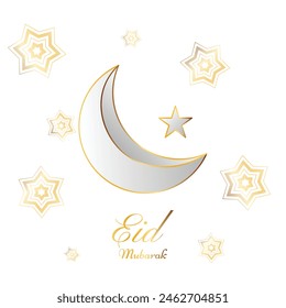 Golden eid festival moon background with star pattern