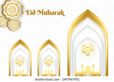 dorado eid mubarak elegante fondo blanco
