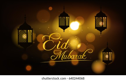 Golden Eid Mubarak Vector Illustration can be use as greeting card, background and flyer elements